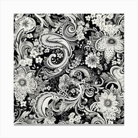 Black And White Paisley Canvas Print