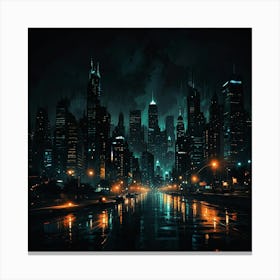 Abstract Depiction Of A City At Night With Bright Light 3 Canvas Print