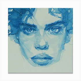 Blue Portrait Of A Woman Canvas Print