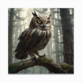 Owl In The Forest 110 Canvas Print