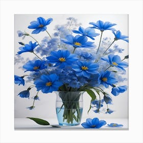 Blue Flowers In Vase Canvas Print