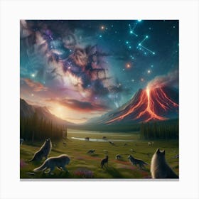 Wolf Galaxy Volcano 1 Canvas Print