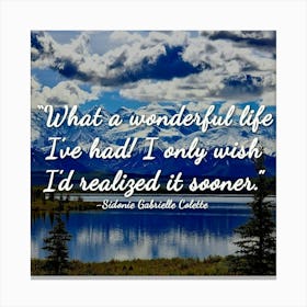 What A Wonderful Life I Had Only Wish I Realized It Sooner Canvas Print