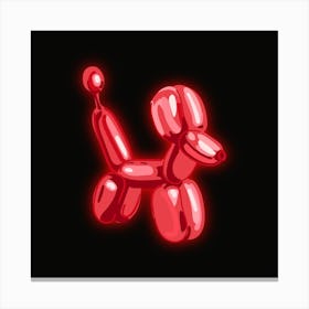 Red Neon Balloon Dog Square Wall Art Canvas Print
