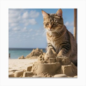 Cat On The Beach Canvas Print