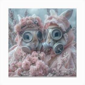 Two Rabbits In Gas Masks 1 Canvas Print