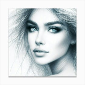 Portrait Of A Woman With Blue Eyes 1 Canvas Print