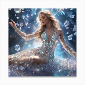 Beautiful Woman Surrounded By Diamonds Canvas Print