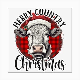 Merry Country Christmas Cow Canvas Print