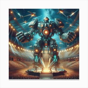 Giant Robot In The Arena Canvas Print