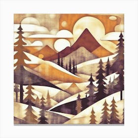 Firefly An Illustration Of A Beautiful Majestic Cinematic Tranquil Mountain Landscape In Neutral Col (77) Canvas Print