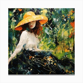 Girl In A Yellow Hat Canvas Print