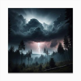 Lightning In The Forest Canvas Print