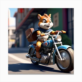 Chipmunk On A Motorcycle 4 Canvas Print