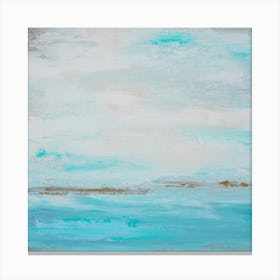Teal Sea Abstract Painting 1 Square Canvas Print