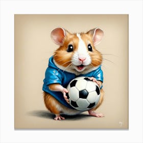 Hamster With Soccer Ball 4 Canvas Print