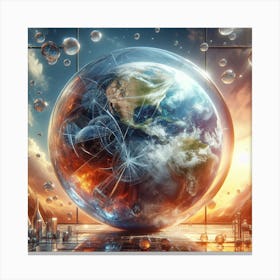 Earth In Space With Bubbles 3 Canvas Print