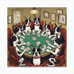 Boston Terriers Playing Poker~Reimagined 2 Canvas Print