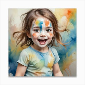 Little Girl With Paint Splashes Canvas Print