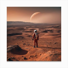 Astronaut On Mars 4 Canvas Print