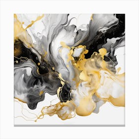 Gold And Black Abstract Painting Canvas Print