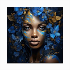 Blue Flower Girl 4 Canvas Print