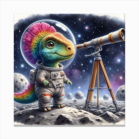 Dinosaur In Space 2 Canvas Print