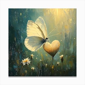 Butterfly Resting on Heart Flower 11 Canvas Print