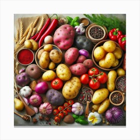 Vegetables On A Table Canvas Print