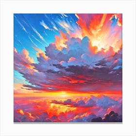 Sunset Over Clouds Canvas Print