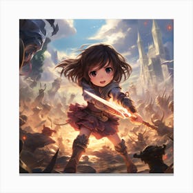 Girl With Sword Anime Canvas Print
