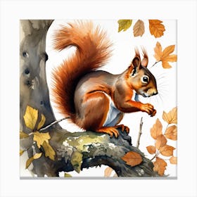 Squirrel In Autumn 12 Canvas Print