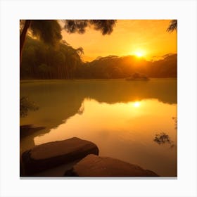 Sunrise Over A Lake 5 Canvas Print