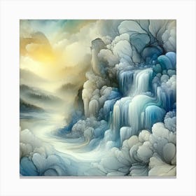 Waterfall In The Mountains Canvas Print