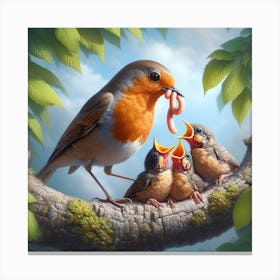 Robin Family Canvas Print