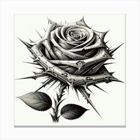 Black And White Rose Tattoo Canvas Print