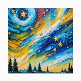 Colorful Starry Night Canvas Print