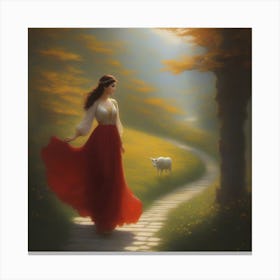 Woman Walking Down A Path Canvas Print