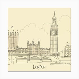 London Map Minimal Line Painting Canvas Print
