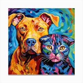 Dog And Cat Painting 9 Canvas Print