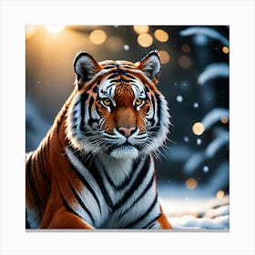 Tiger In The Snow Canvas Print