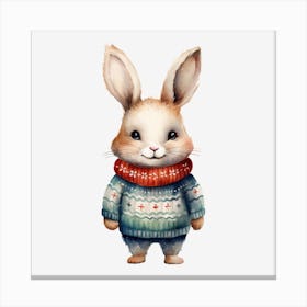 Cute Bunny In Sweater Canvas Print