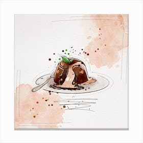 Chocolate Pudding On A Plate Canvas Print