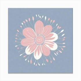 A White And Pink Flower In Minimalist Style Square Composition 184 Canvas Print