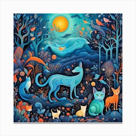 Cats In The Forest Canvas Print