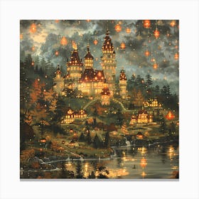 Castle At Night Canvas Print