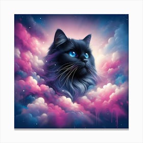 Black Cat In The Clouds Canvas Print