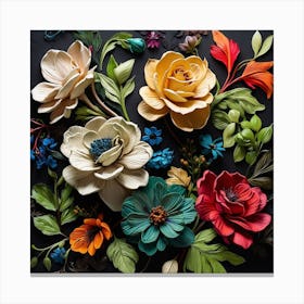 Flowers And Leaves Canvas Print