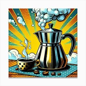 Steaming Pot Of Coffee, Pop Art 2 Canvas Print