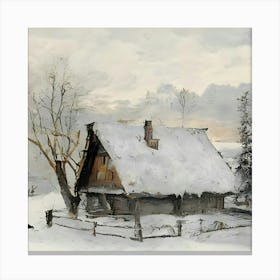 House In The Snow Canvas Print